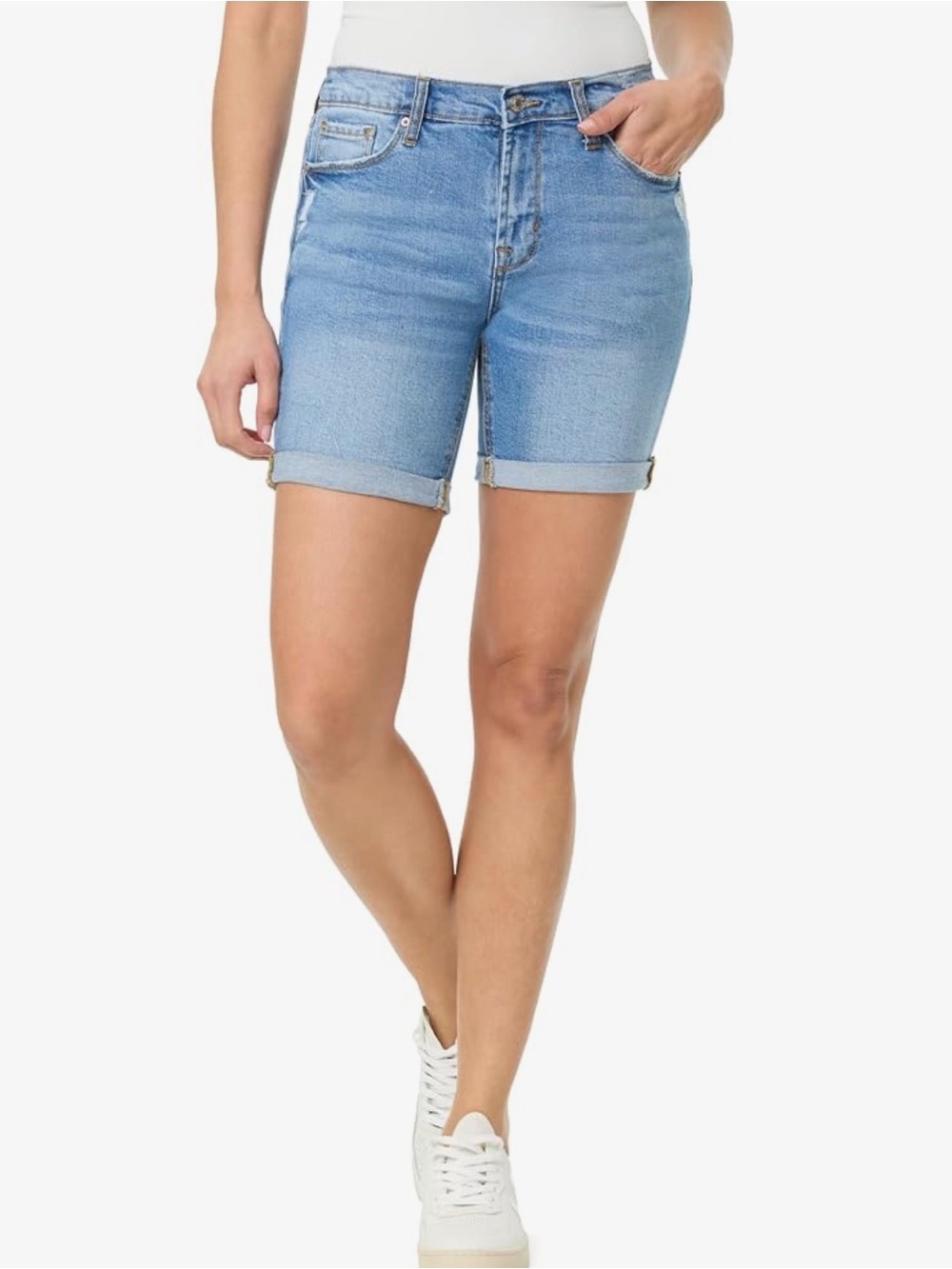 Kensie Jeans The Short 7" Double Roll Cuff Shorts Mid Rise Denim Women’s Size 2
